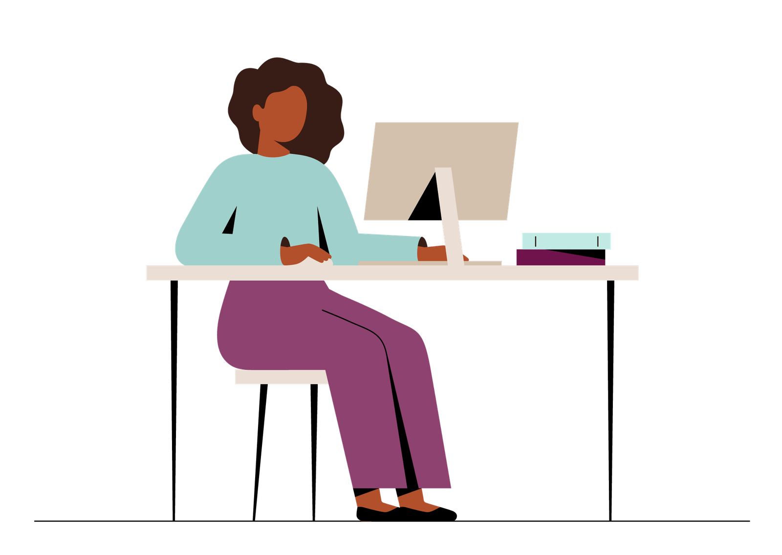 Illustration abstraite d'une personne travaillant sur un ordinateur, symbolisant la prise de contact en ligne