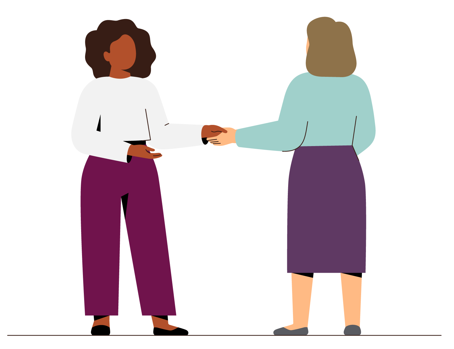 Illustration de deux personnes en train de se serrer la main, symbolisant une interaction ou un rendez-vous.